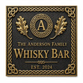 Personalized Home Bar Sign – Antique Brass Celtic Knot, Square
