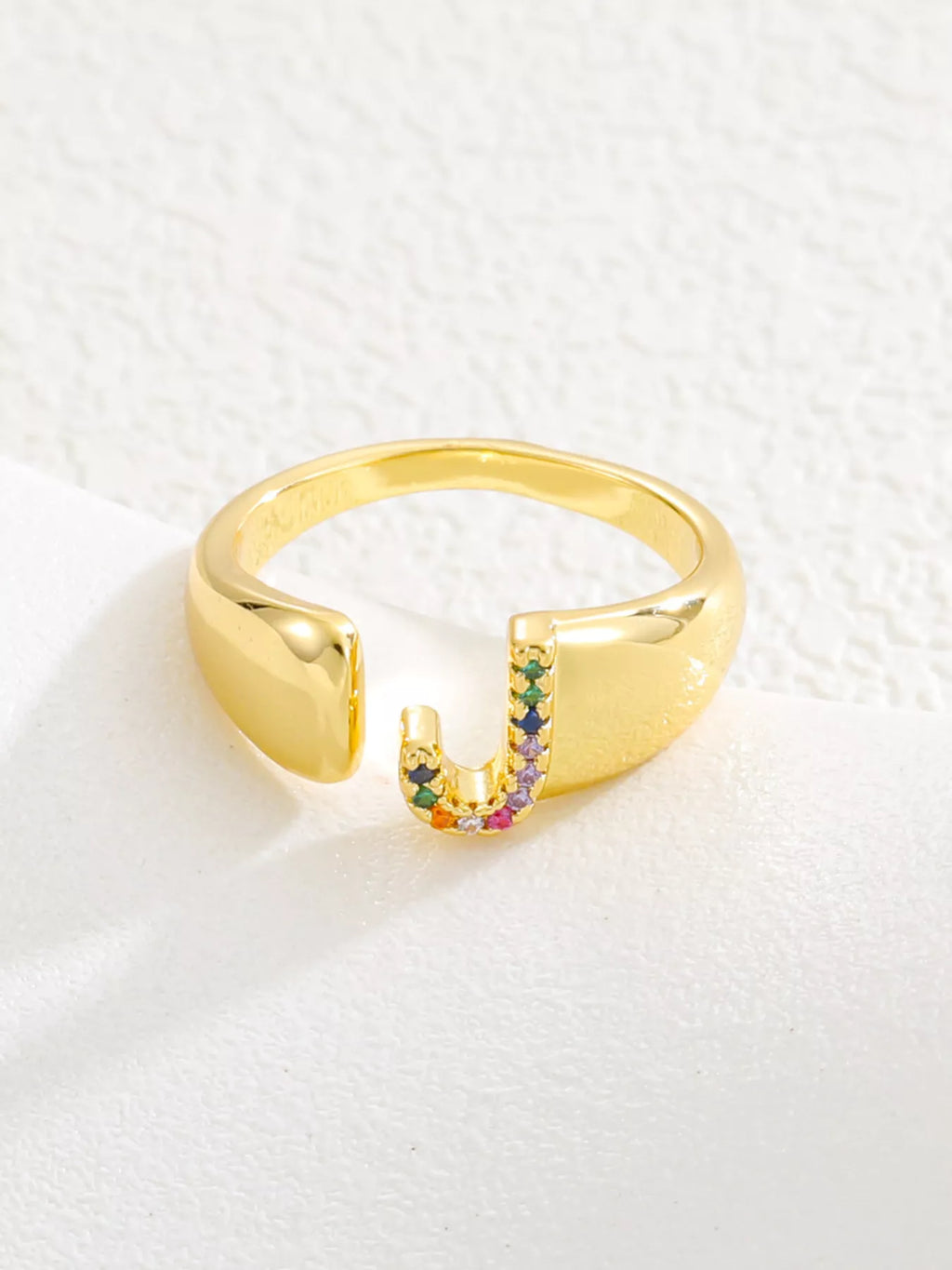 18K Gold-Plated Zircon Letter Ring