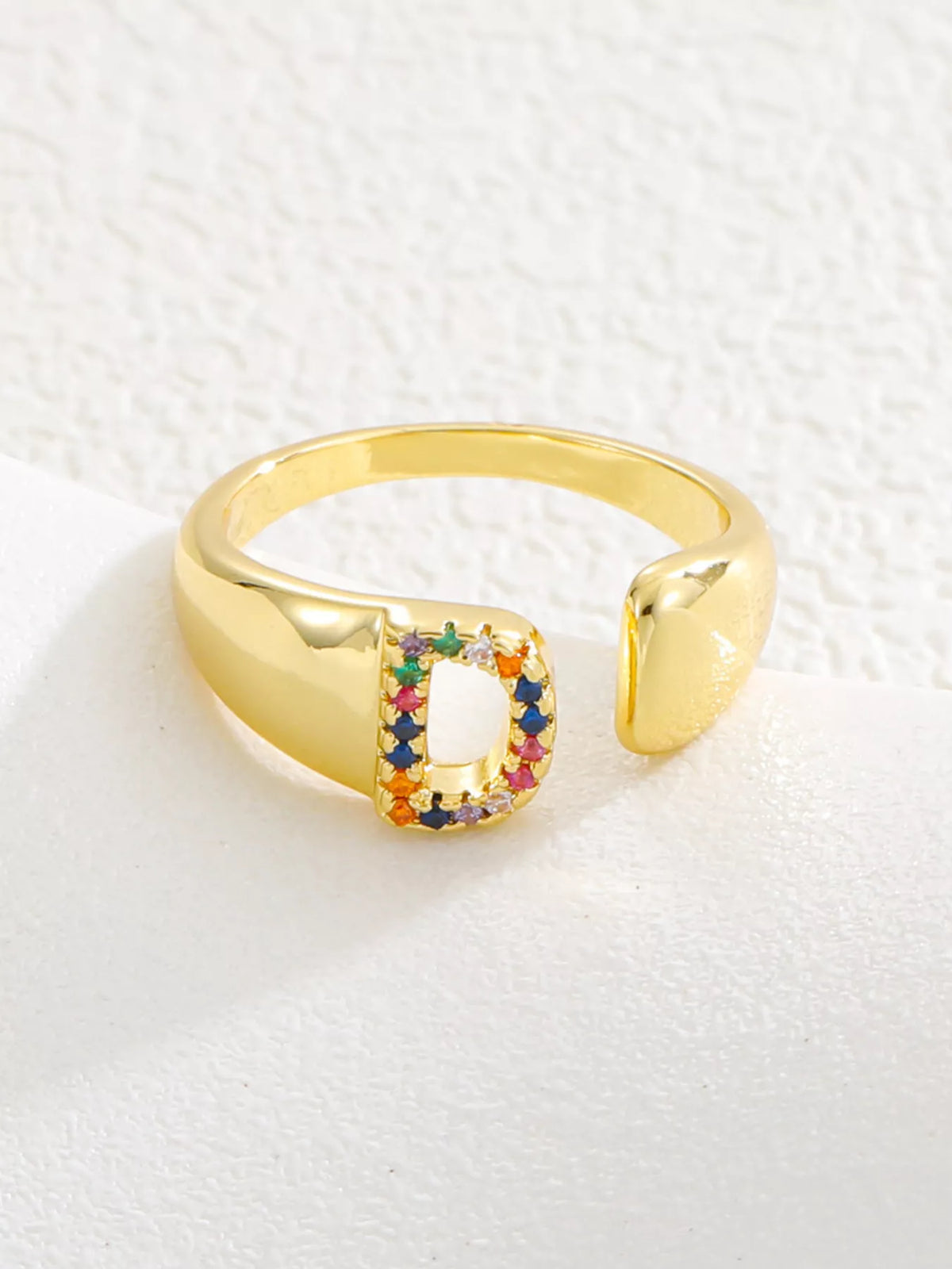 18K Gold-Plated Zircon Letter Ring