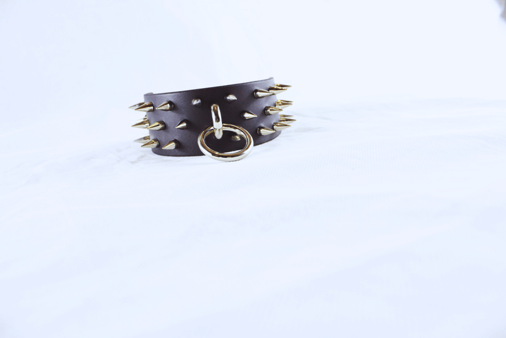 Dominion Leather Collar – Spiked BDSM Posture Collar Choker