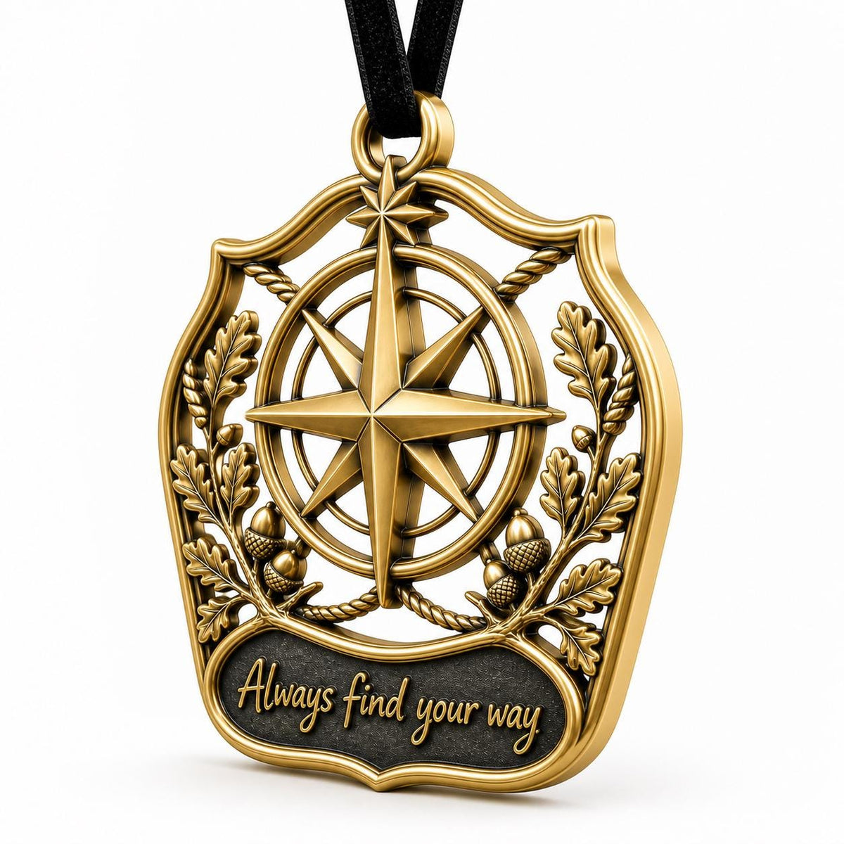 Large Personalized Compass Ornament | Antique Brass Christmas Hanging - Christmas Ornaments at Dealshubindia