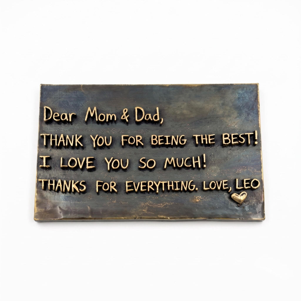 Handwritten Note Plaque – Antique Brass, Plain