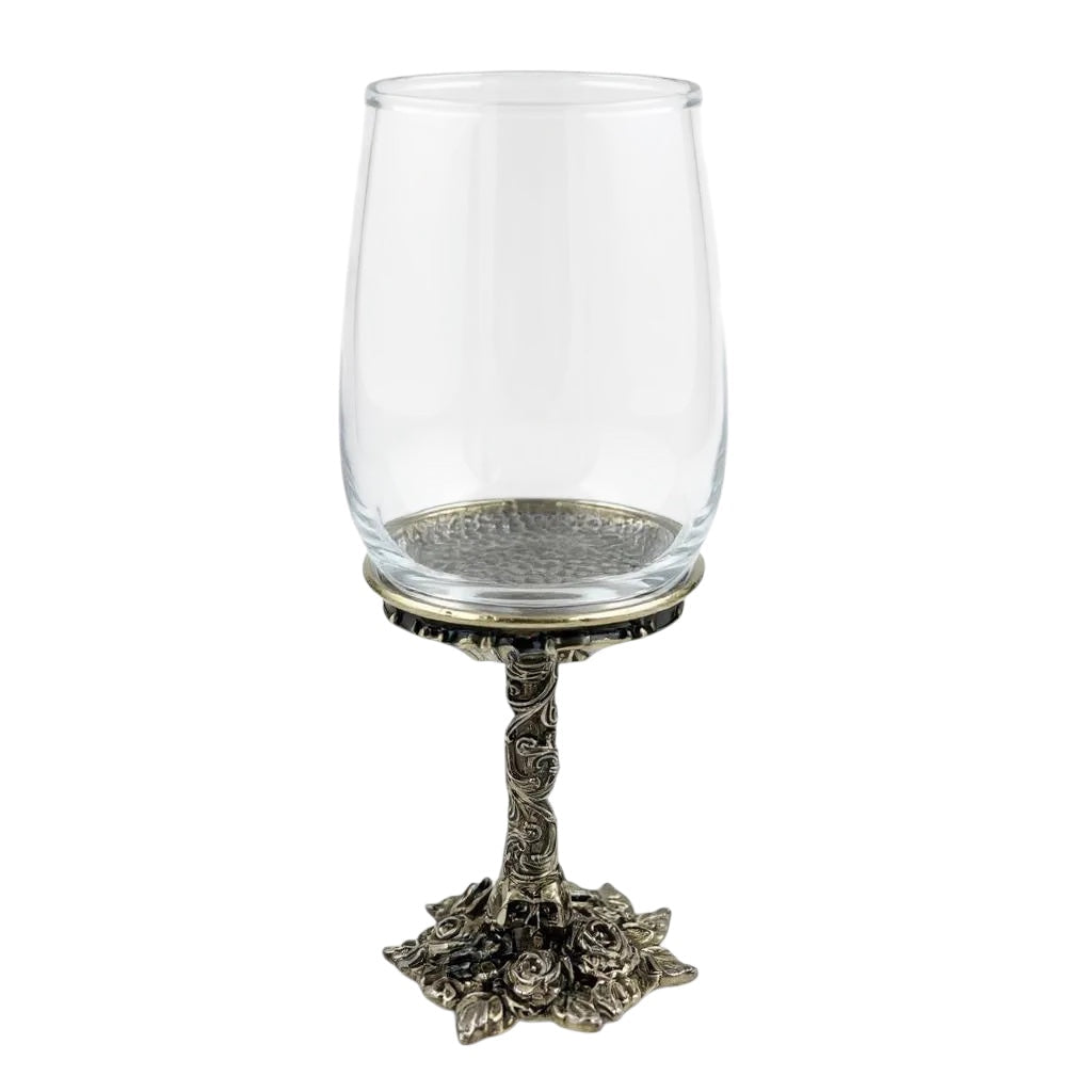 Set of 2/Set of 4 - Gothic Skull & Roses Wine Glasses