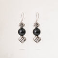 Carved Beads Onyx Earrings-0