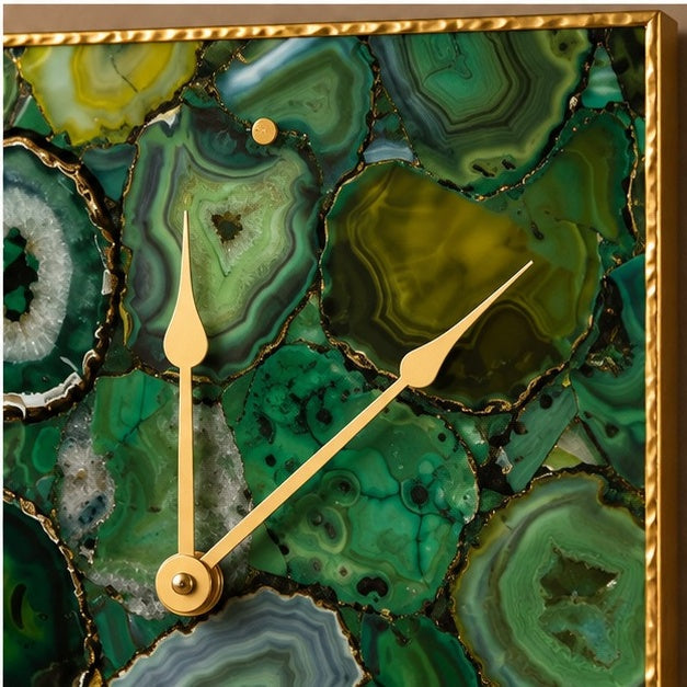 Light Green Agate Wall Clock | Square
