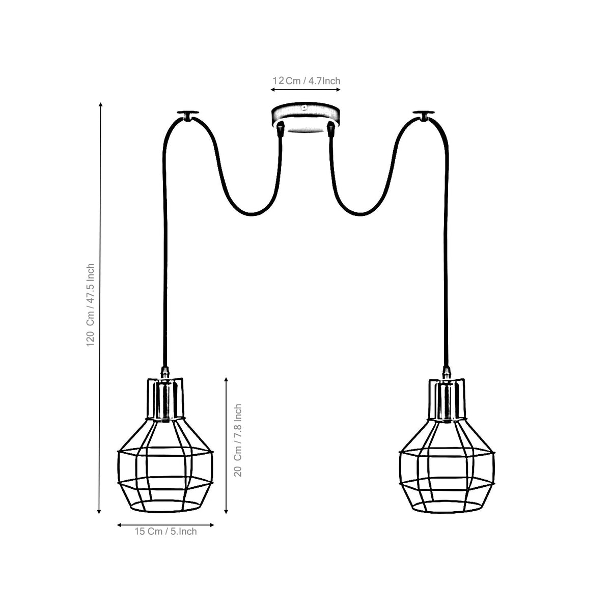 Brushed Silver Nest Cage Retro Industrial 2 Way Indoor Ceiling Pendant Chandelier Hanging Light Metal~3491