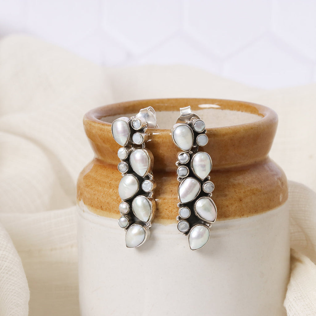 Abstract Pearl Earrings