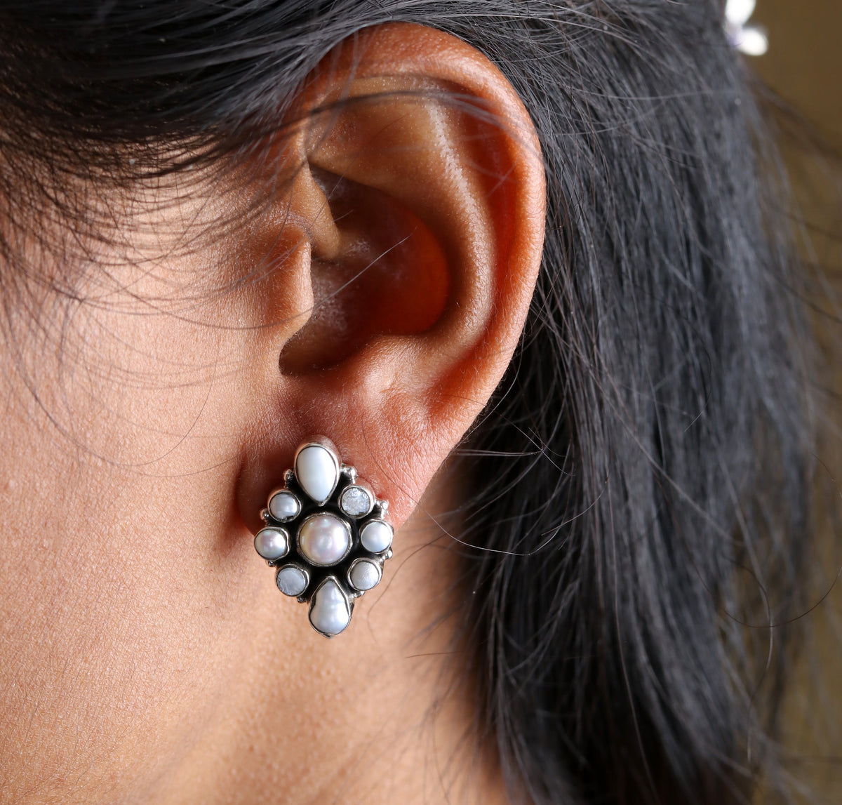 Kite Shape Pearl Studs