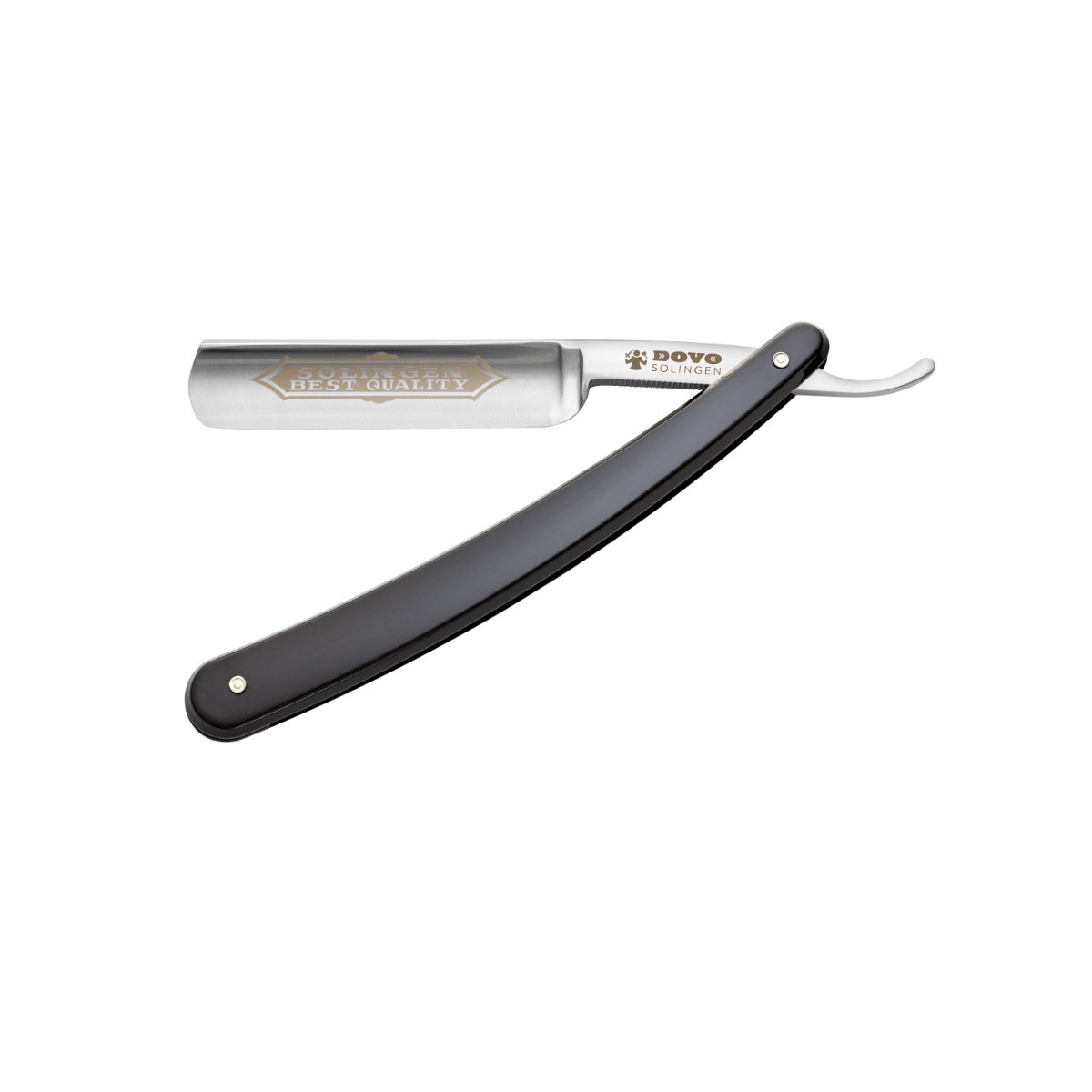 Dovo Straight Razor, "Solingen Best Quality" 5/8" Carbon Steel, Full Hollow Grind, Acrylic Black Handle