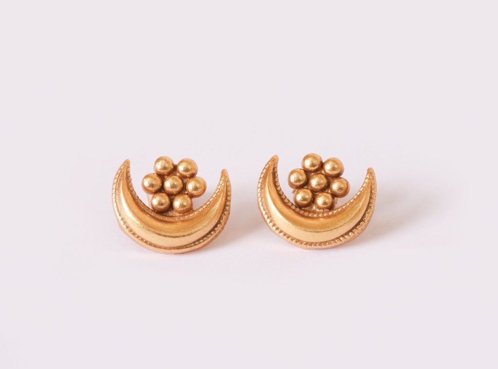 Chandraphool Earrings – Gold-Plated & Handcrafted in Sterling Silver