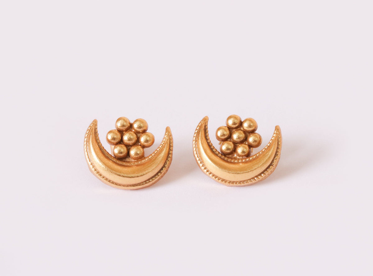 Chandraphool Earrings – Gold-Plated & Handcrafted in Sterling Silver