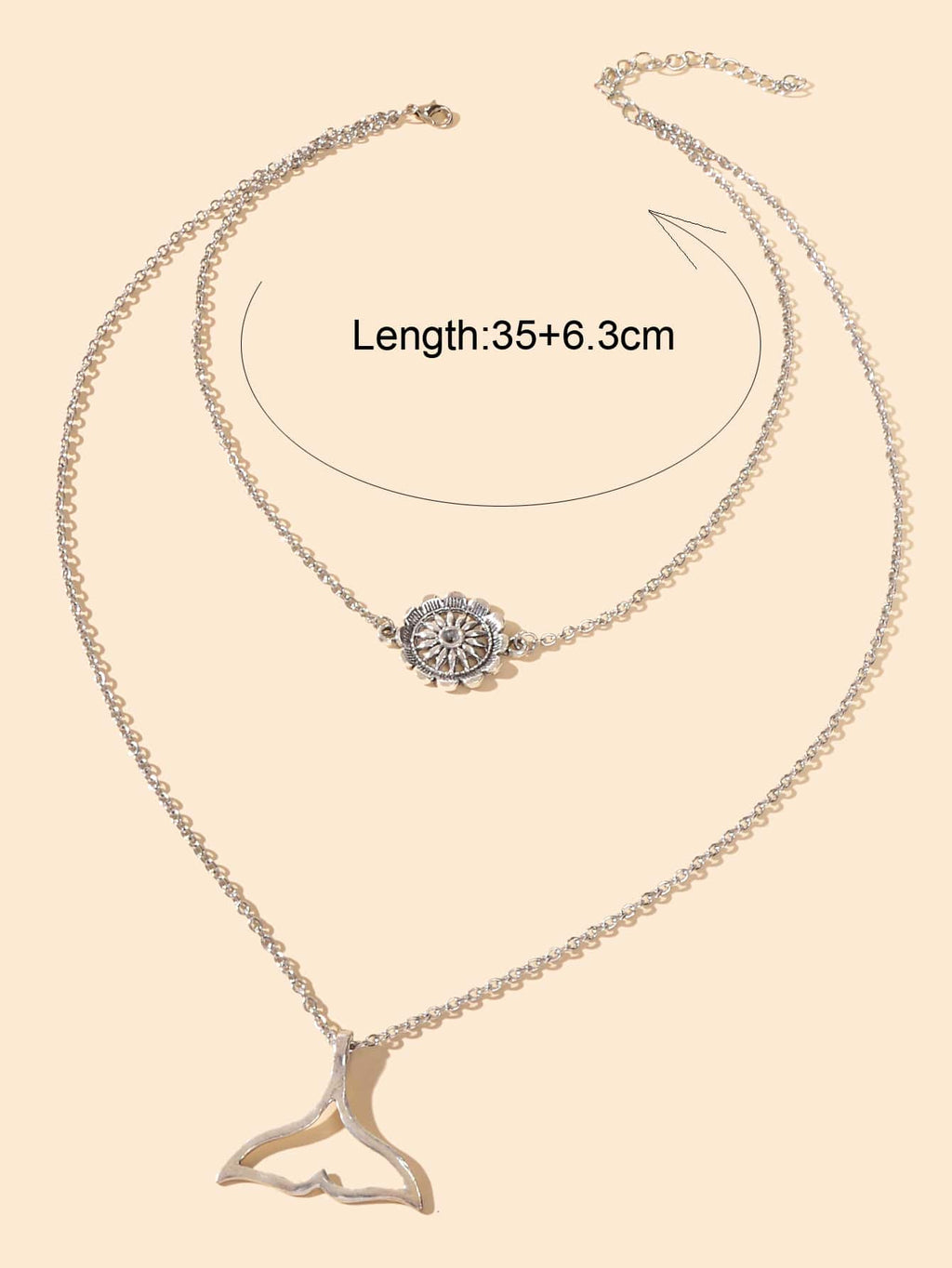 Bohemian Beach Jewelry Silver Layering Chain Choker Mermaid Tail Charm Necklace