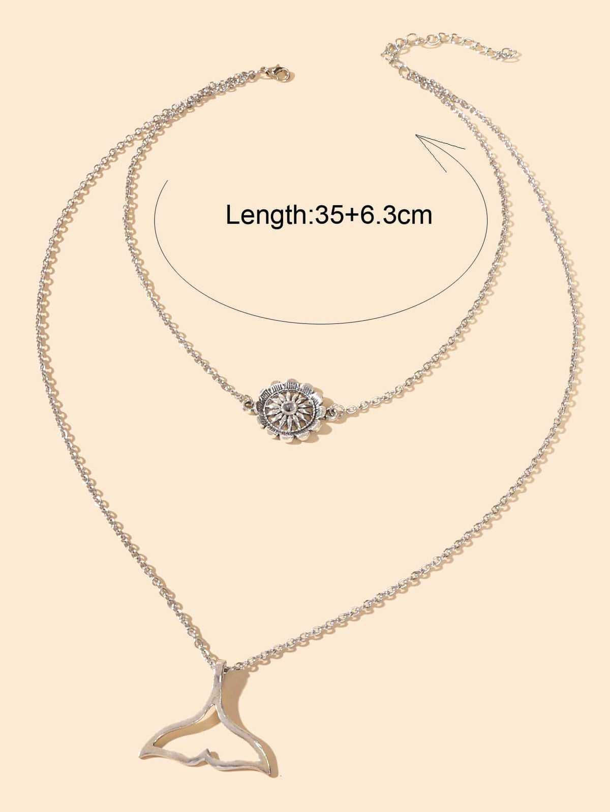 Bohemian Beach Jewelry Silver Layering Chain Choker Mermaid Tail Charm Necklace