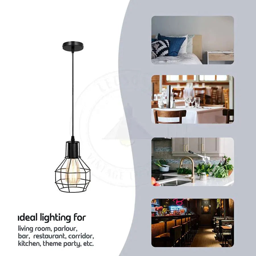 Vintage Nest Wire Cage Ceiling Pendant Cluster Light Fitting ~5814