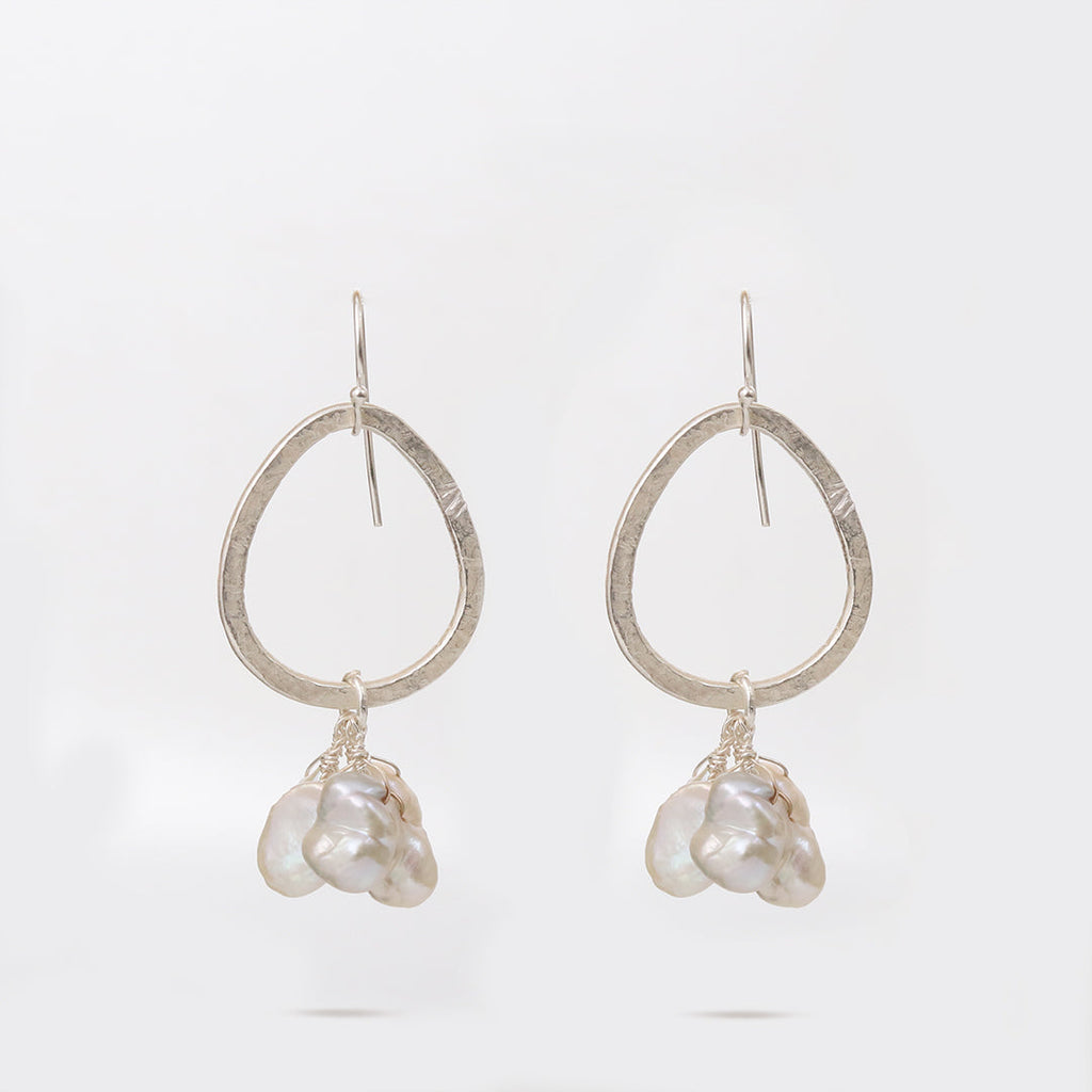 Clustered Pearl Hook Earrings