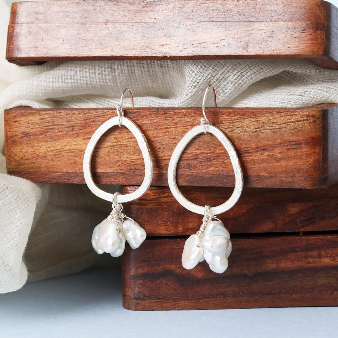 Clustered Pearl Hook Earrings
