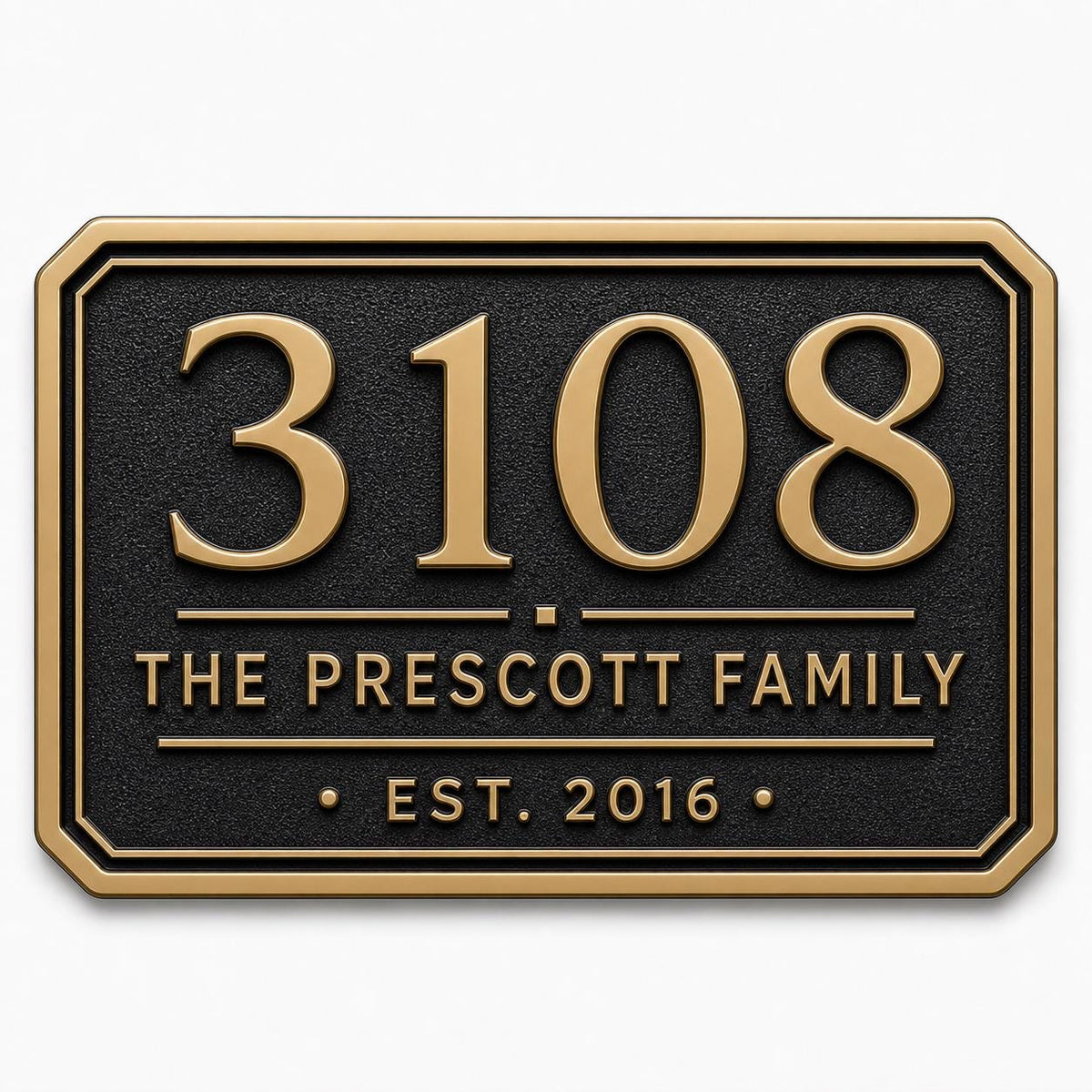 Personalized Address Plaque – Antique Brass Clipped Corner