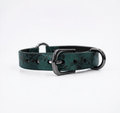 Submissive Collar – Green Leather Choker with Floral Design | Discreet Day Collar Jewelry