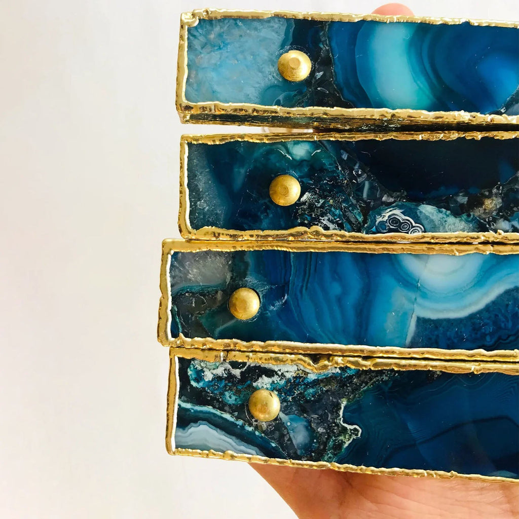Set of 4 Blue Agate Handle/Pull/Barbarella