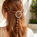 Glamorous Full Rhinestone Circle Hair Clip Elegant Party Dating Hair Accessory