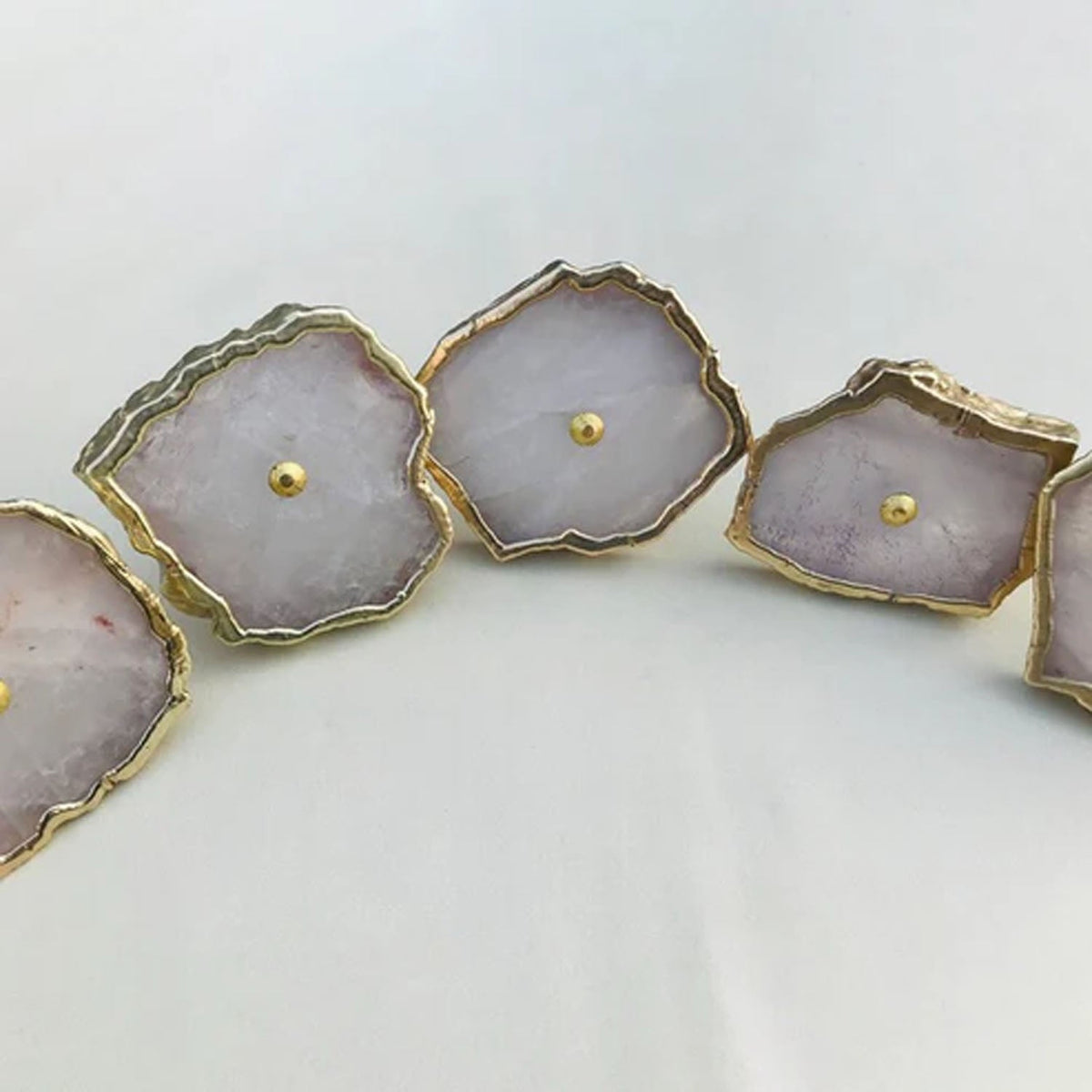 Rose Quartz Slice Cabinet Knobs