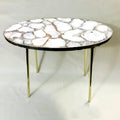 White Agate Oval Coffee Table, 24" x 14"-0