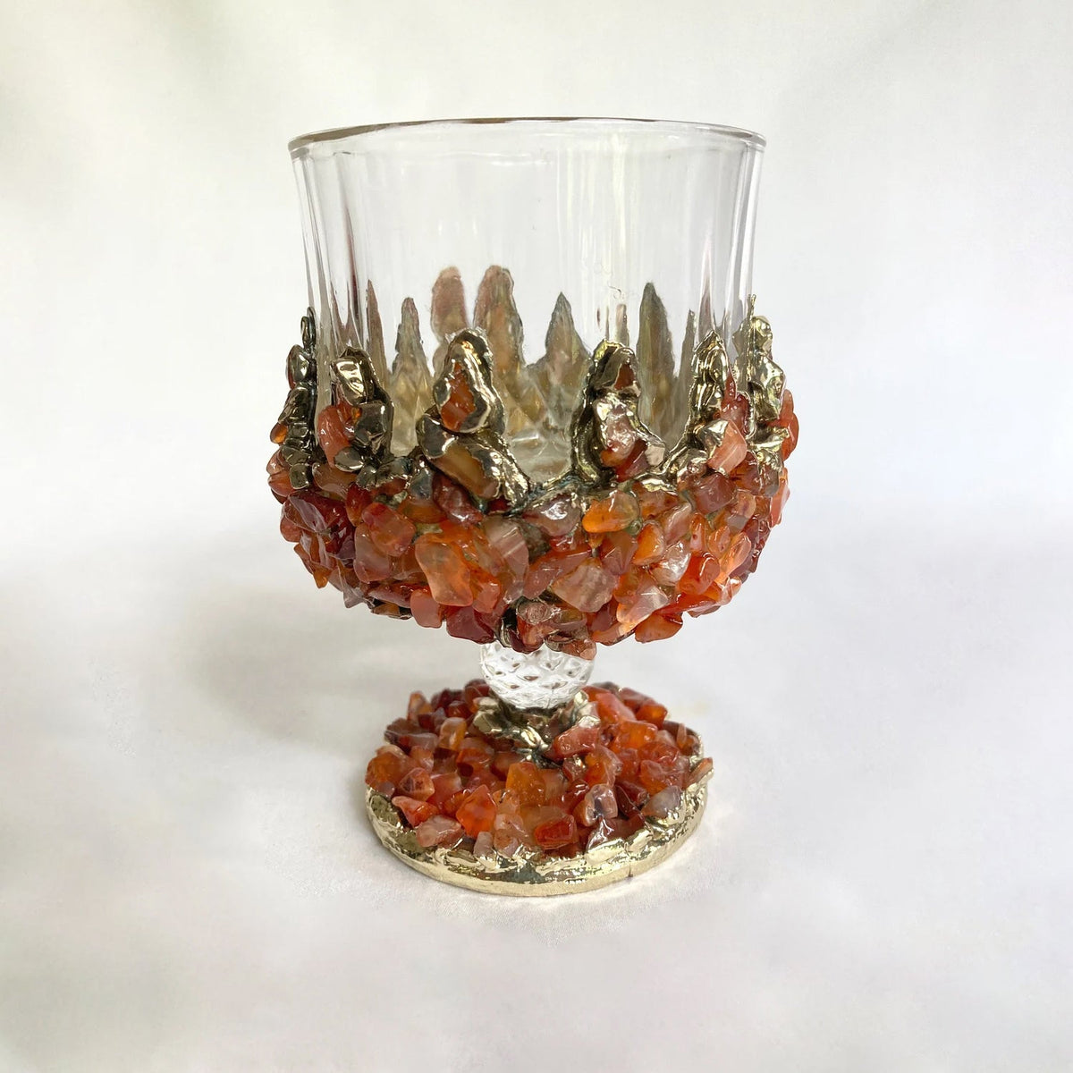 Crystal Wine Glasses with Red Agate – Set of 1 or 2, 7 oz