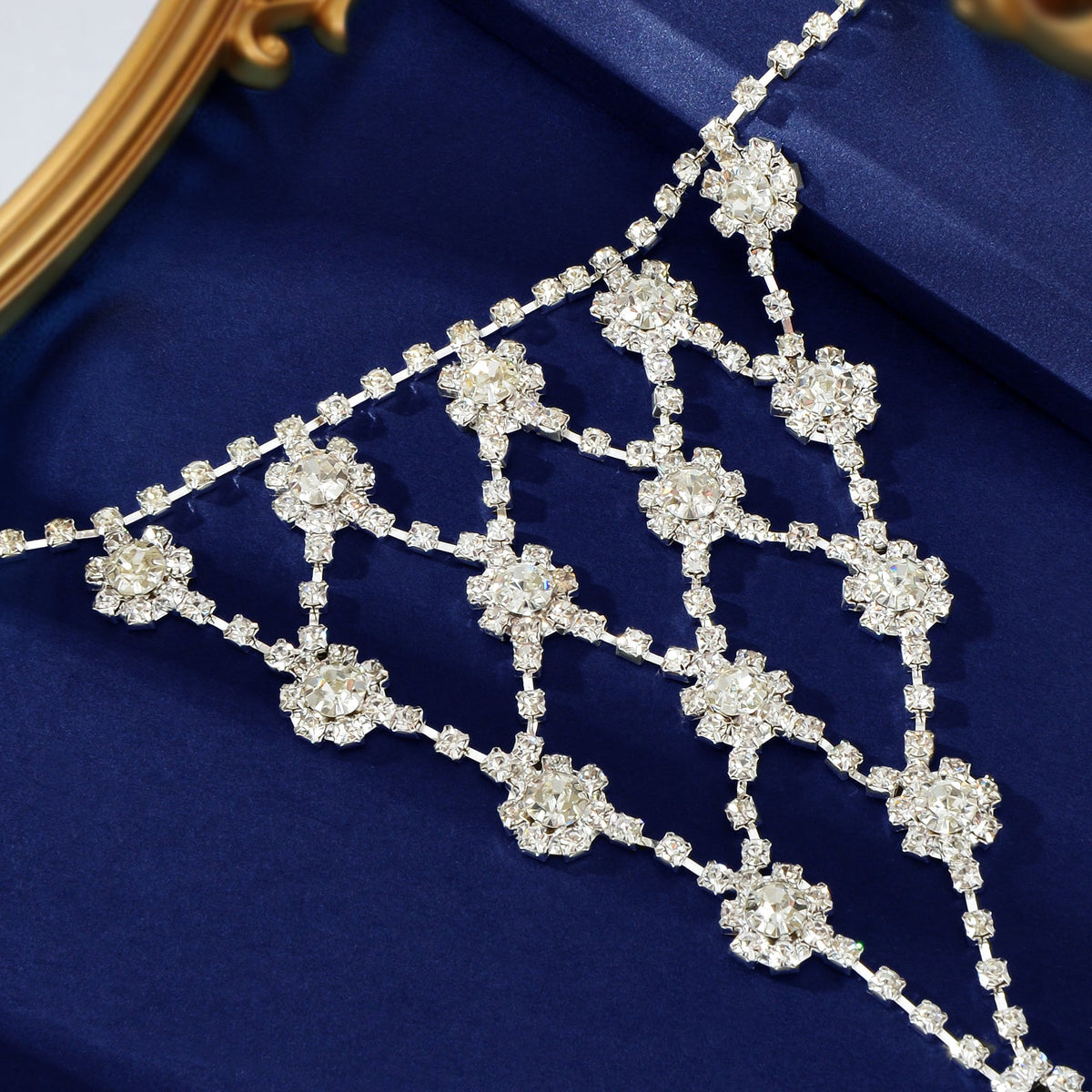 Beach Rhinestone Flower Anklet Barefoot Sandals Silver Foot Chain with Toe Ring