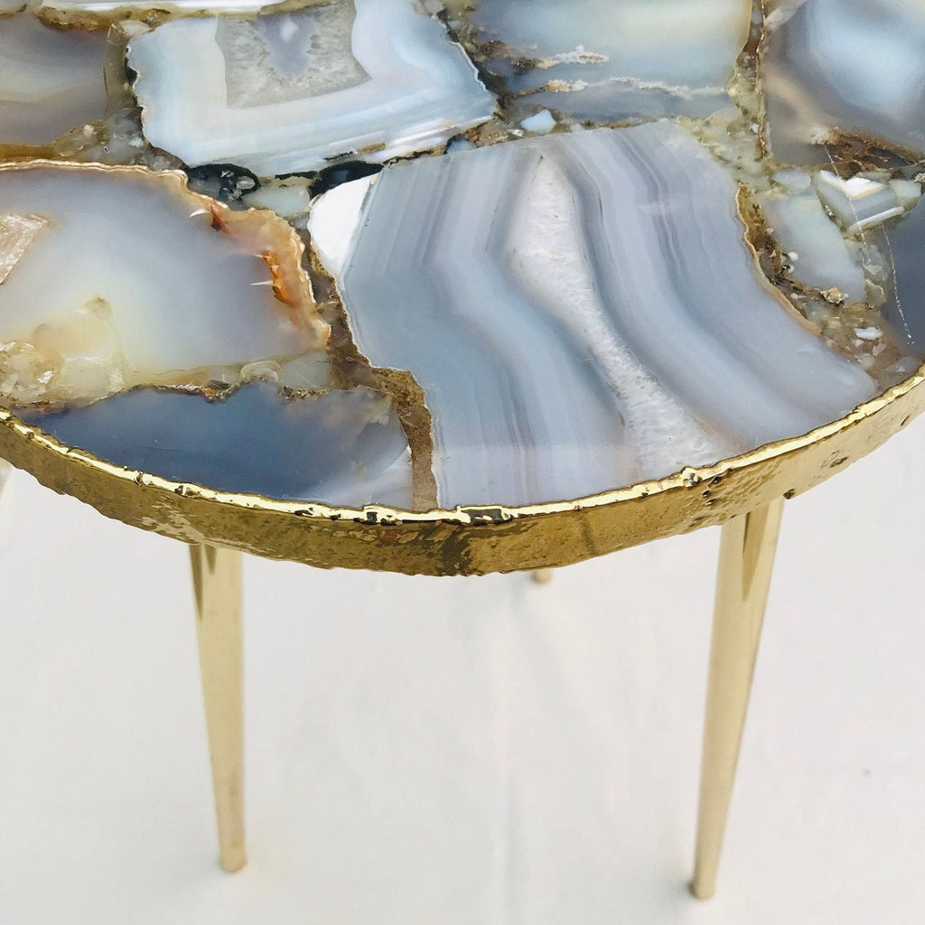 Banded Agate Side Table, Round Top