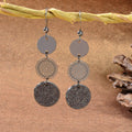 Chic Triple Round Disc Pendants Earrings Stylish Dangling Ear Jewelry Girls Gift