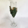 Crystal Champagne Glasses with Dark Green Agate – 7 oz-0