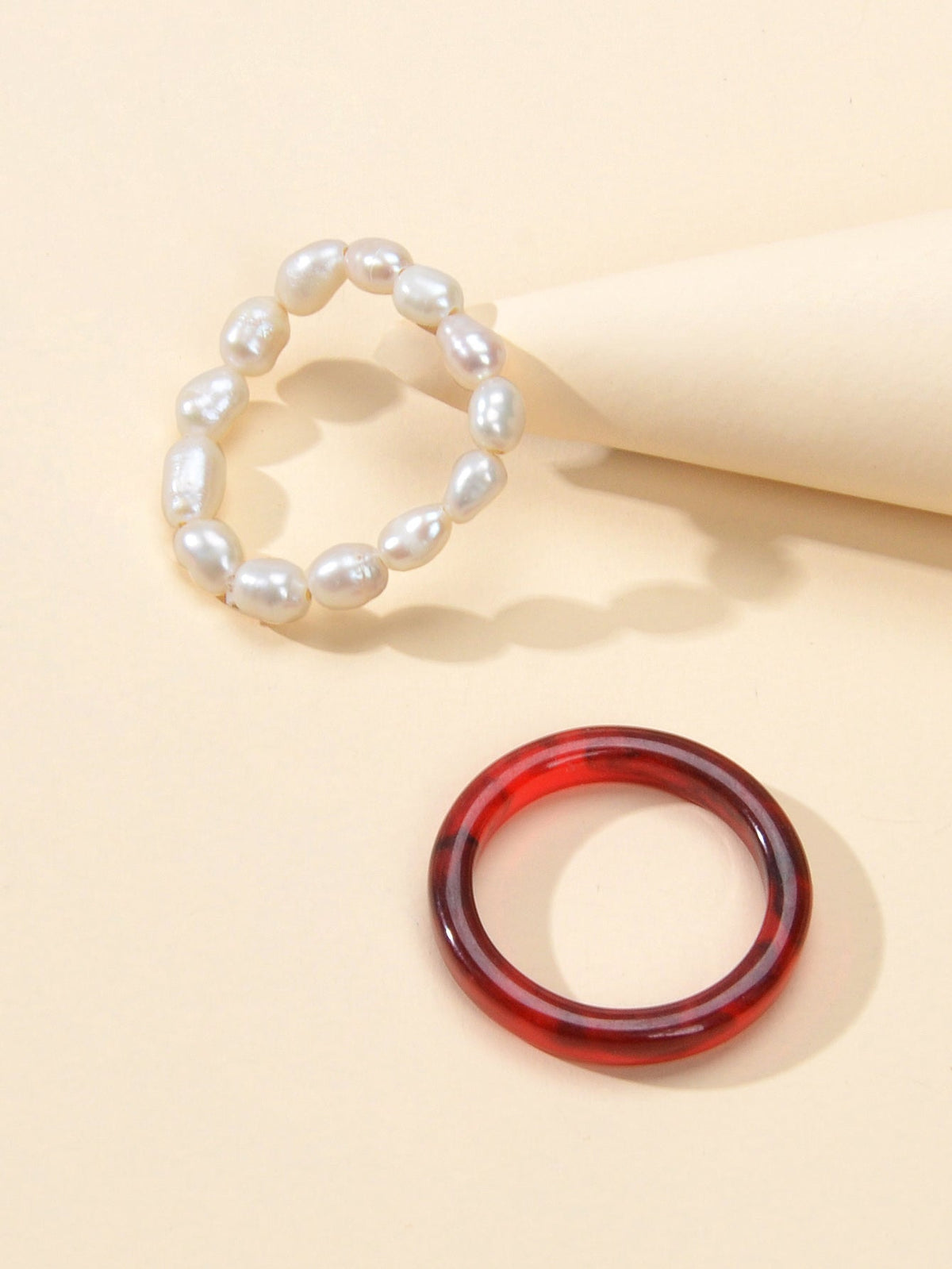 2pcs Pearl Elastic Ring New Women Accessories