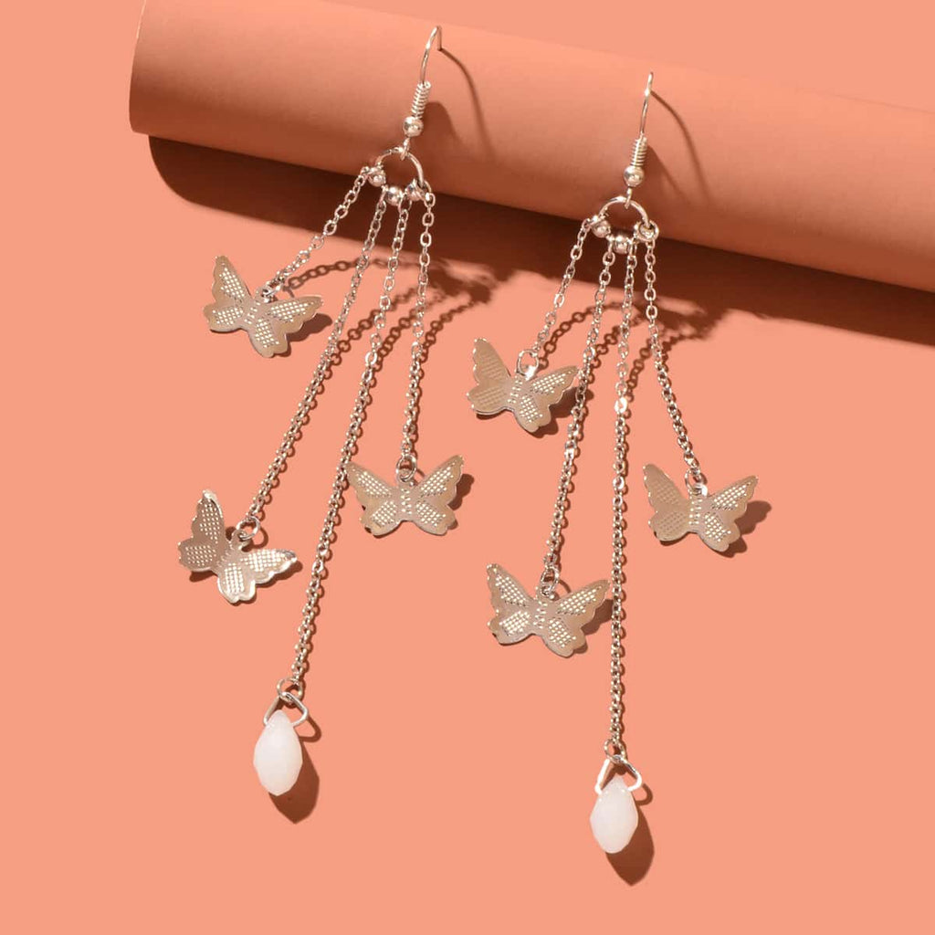 Multi-layer Chains Butterfly Earrings Drop Dangle Ear Hook Jewelry Elegant Gift