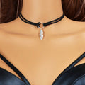 Vintage Feather Pendant Double Layer Leather Necklace - Boho Chic Accessory