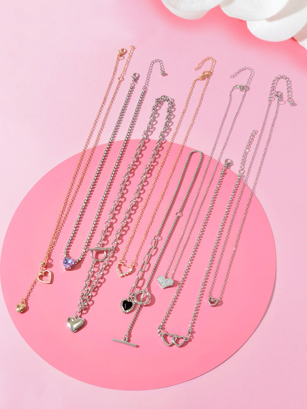 Heart-Shaped Pendant Multi-Charm Necklace Versatile Love Collection Jewellery
