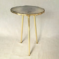 Small Gray Agate Side Table, 11" x 7" Single Slab-0