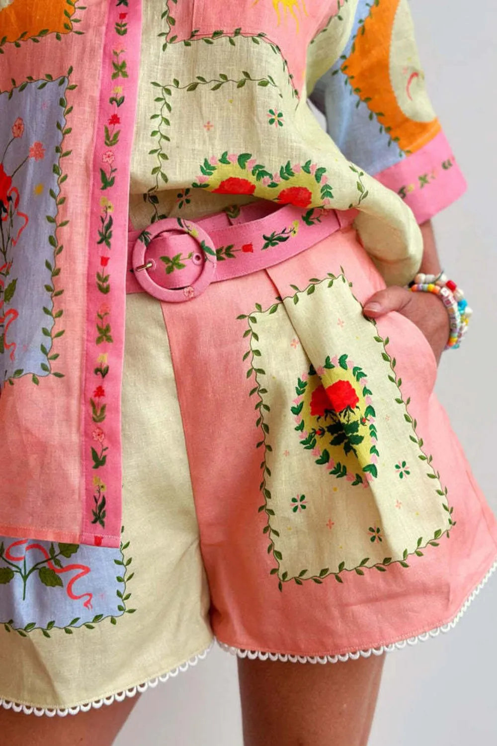 Printed Short Sleeve Shirt and Shorts Set - n/a at Dealshubindia