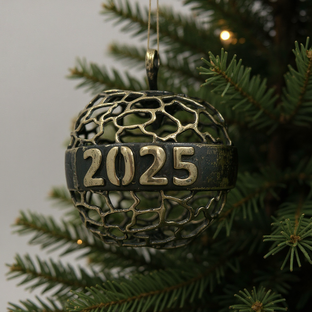 Personalized Apple christmas ornament | antique finish metallic bauble | set of 2 or 4