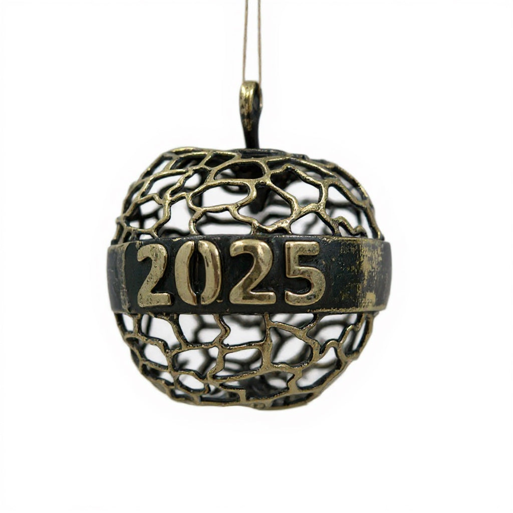 Personalized Apple christmas ornament | antique finish metallic bauble | set of 2 or 4