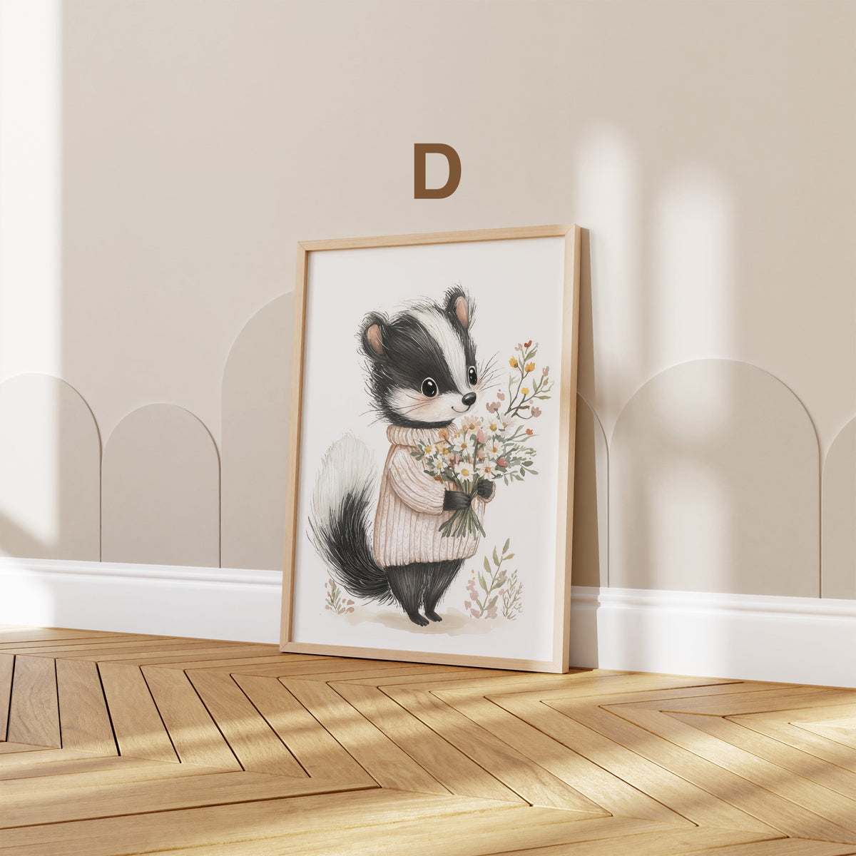 Tiere Kinderzimmer Süß Aquarell Ziege Stinktier Bär Fee Poster · Kinderzimmer Bilder · Wand Deko · Kunst Druck · Deko Print ohne Rahmen