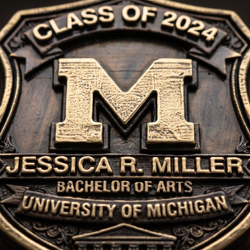 Personalized Graduation Plaque – Antique Brass Academic Shield