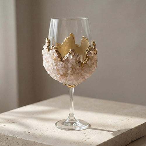 Agate Crystal Wine Glasses – Stone Over the Bowl, 16 oz