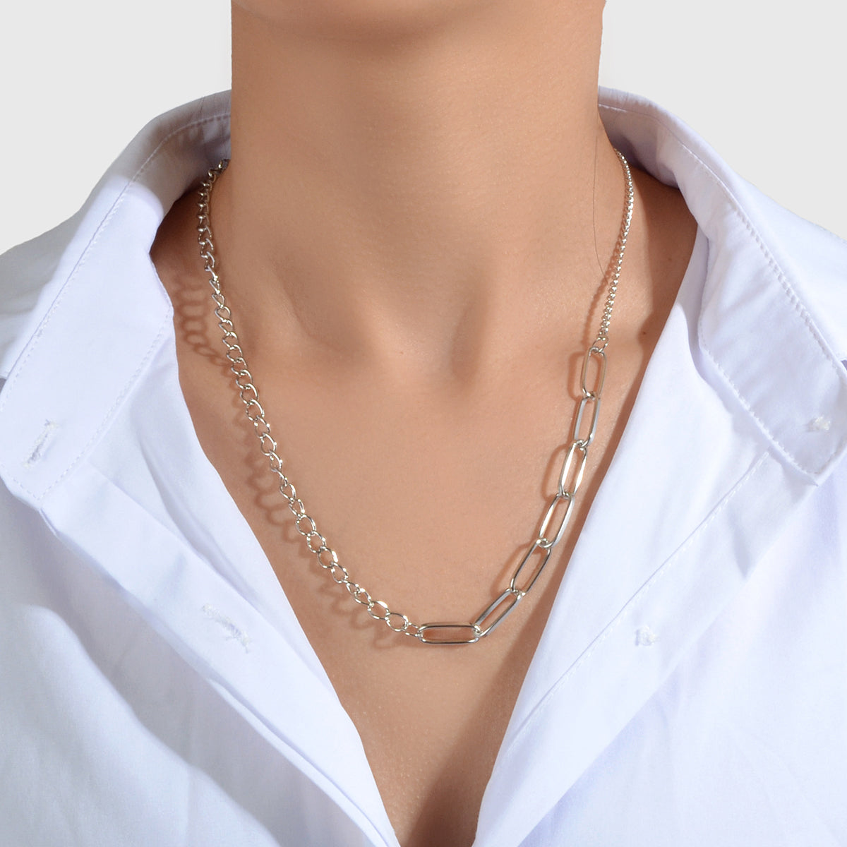 Good Quality Silver Thick Chain Necklace Women Collar Party Decoration Accessory