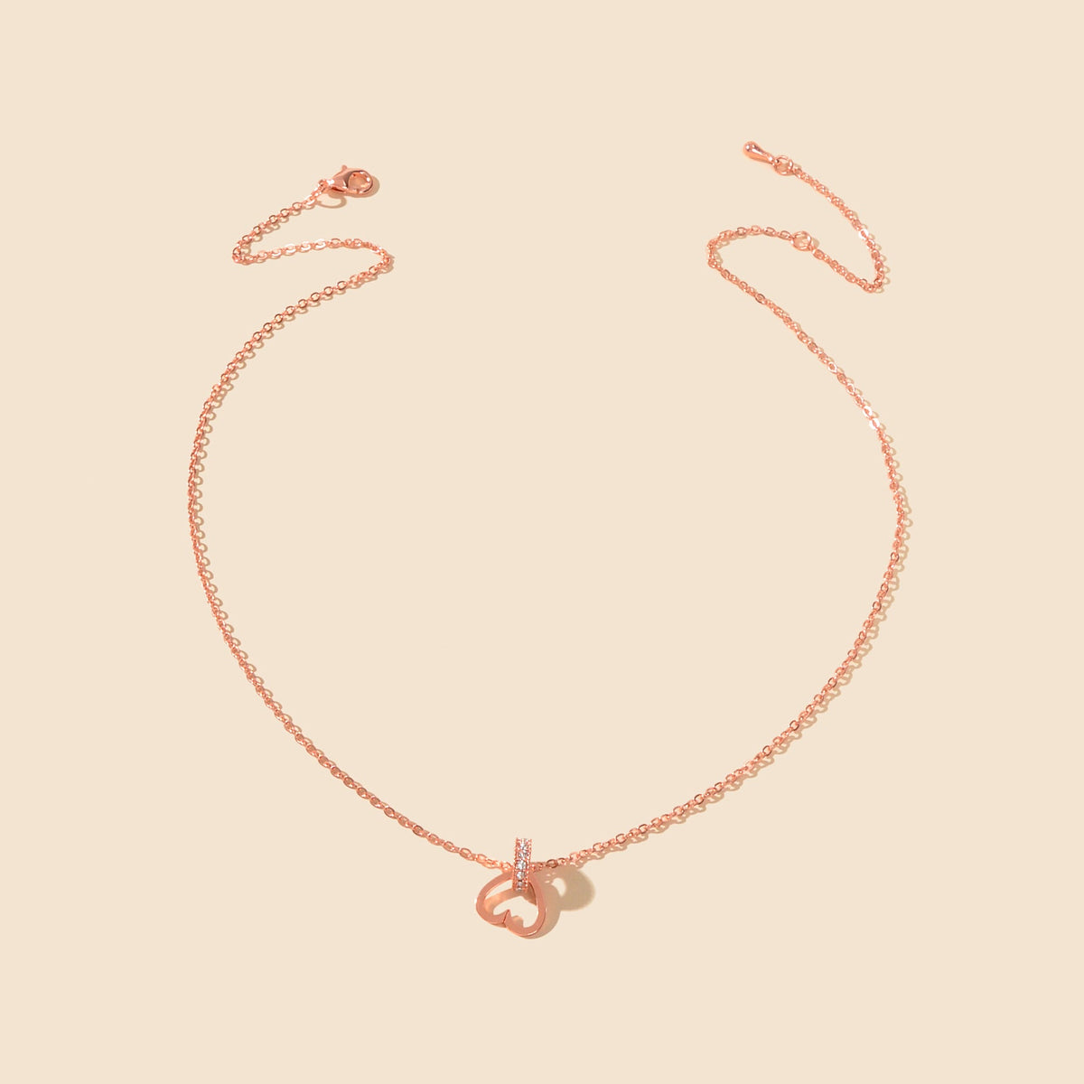 Wedding Bridal Jewelry Rosegold Chain Rhinestone Circle Heart Clavicle Necklace