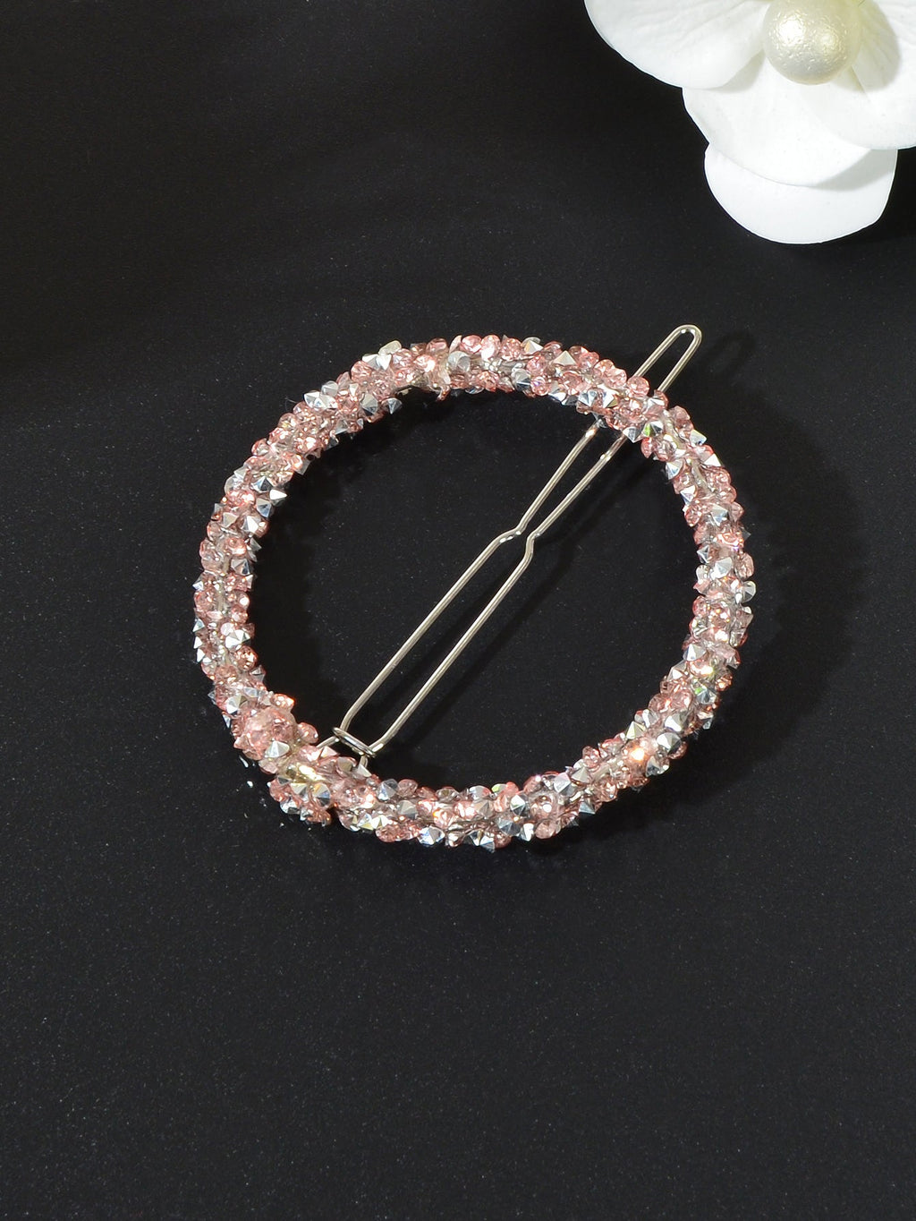 Sparkling Full Rhinestone Star Circular Hair Clip Elegant Hair Accessory Gift