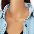 Silver Chain 3D Cube Pendant Necklace Popular Accessories Party Gift Jewellery