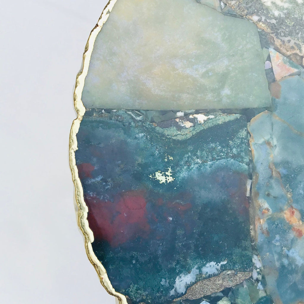 Green Agate Side Table, Organic Edge