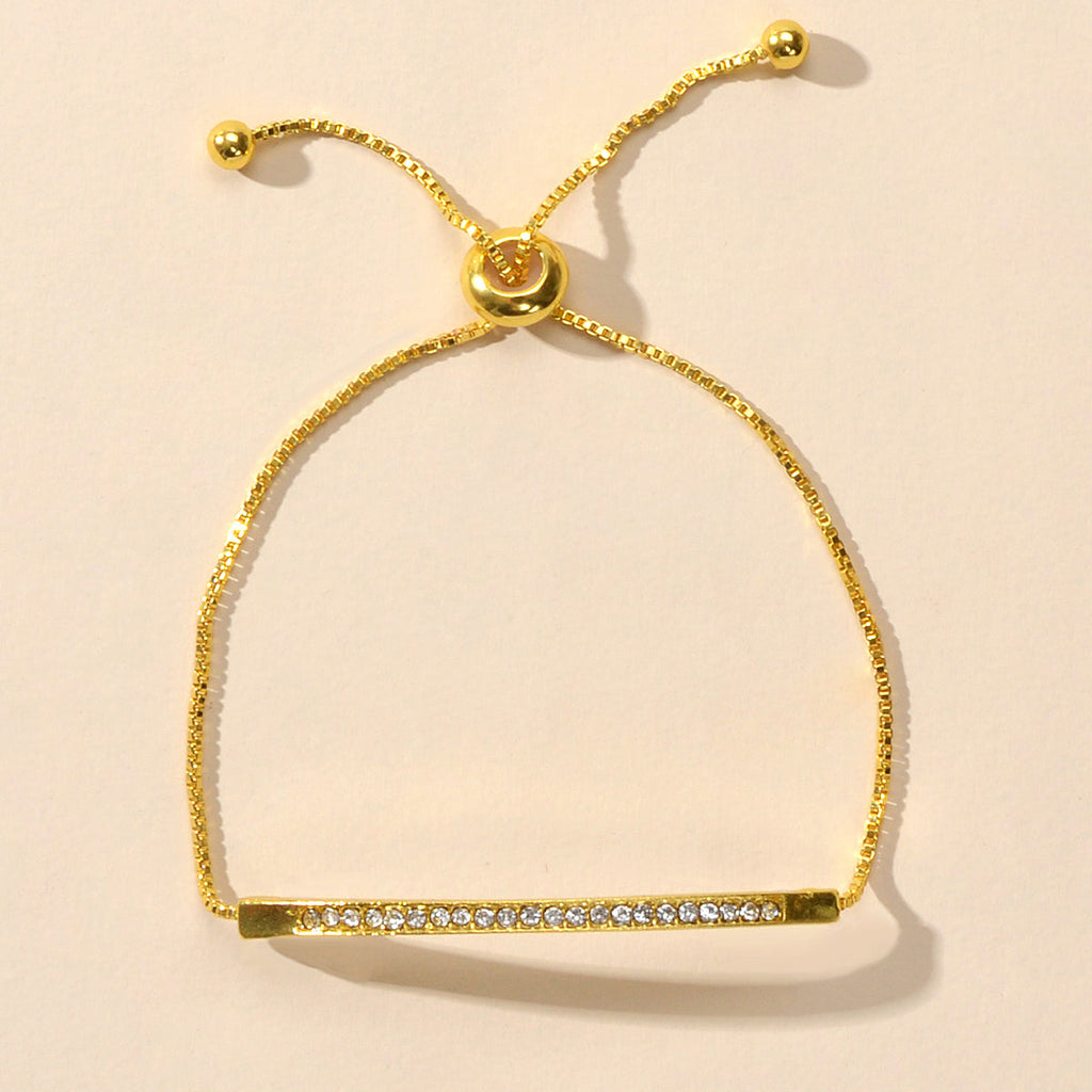 Ladies Jewellery Rhinestone Gold Silver Chain Strip Charm Adjustable Bracelet