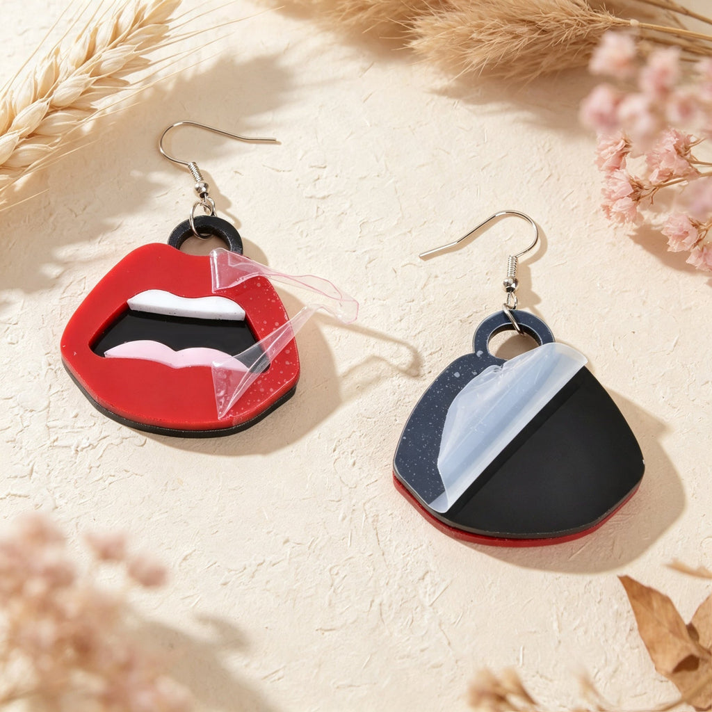 Y2k  Big Red Lips Earrings Halloween Jewelry Music Festival Party Club Cosplay Accessories