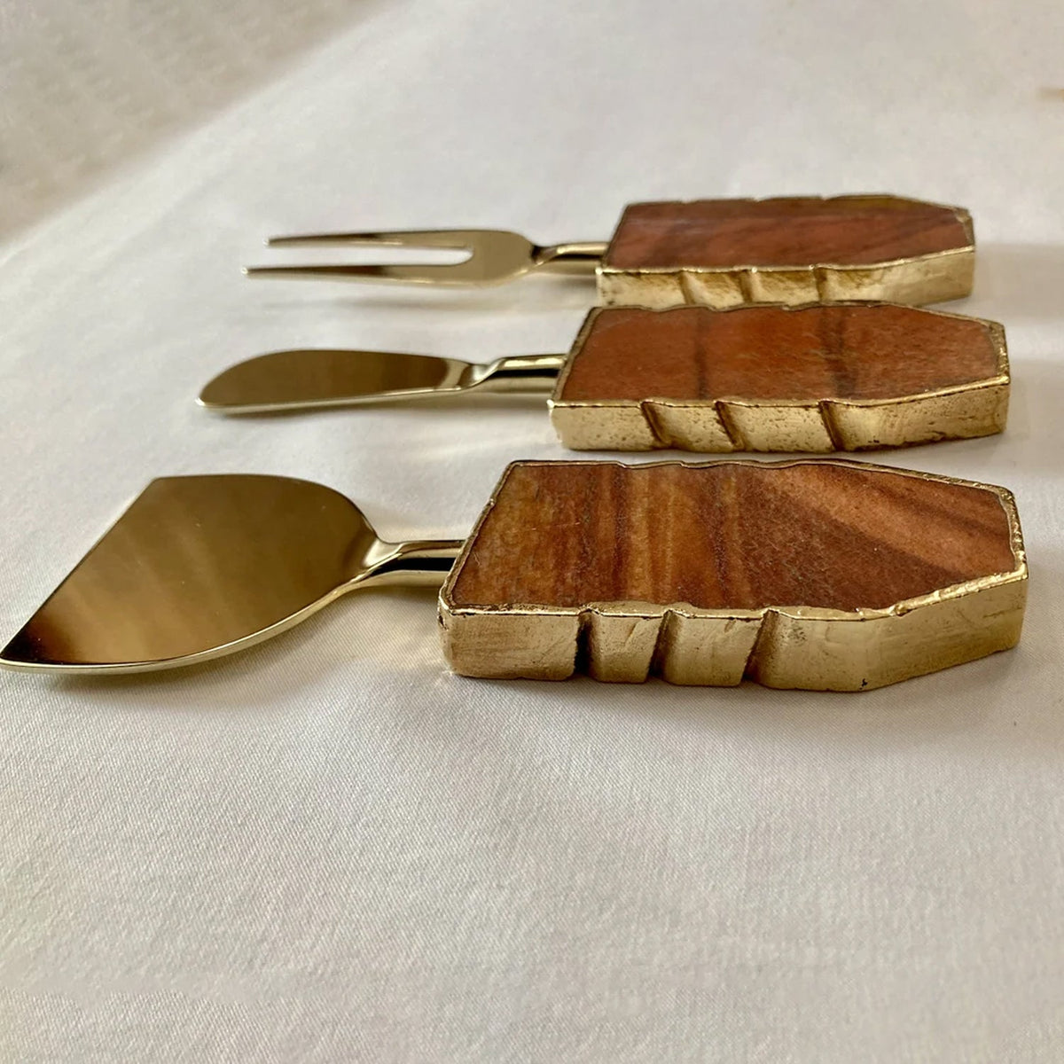 Set of 3 Rust Brown Cheese Knives/Spreaders
